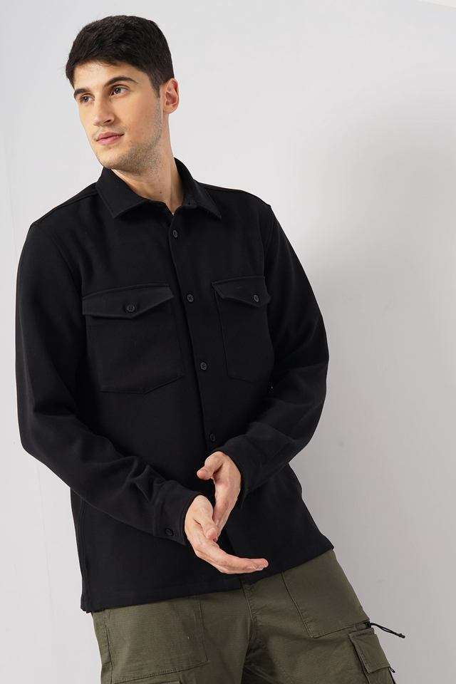 Solid-Polyester-Relaxed-Fit-Men-s-Casual-Shirt