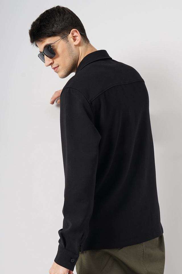 Solid-Polyester-Relaxed-Fit-Men-s-Casual-Shirt