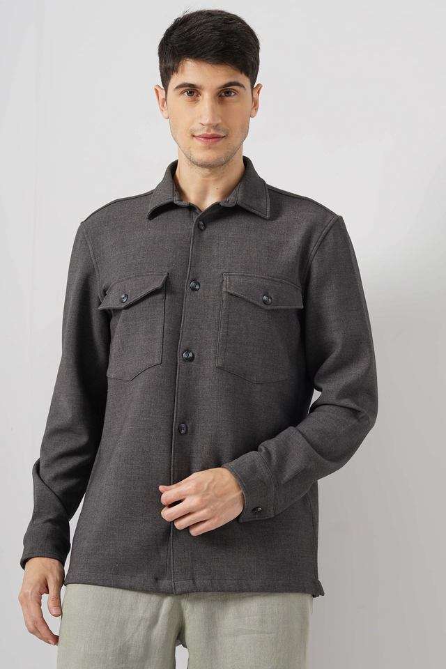 Solid-Polyester-Relaxed-Fit-Men-s-Casual-Shirt