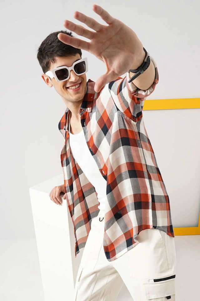 Checks-Viscose-Regular-Fit-Men-s-Casual-Wear-Shirt