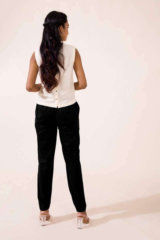 Solid-Cotton-Tapered-Fit-Women-s-Pants
