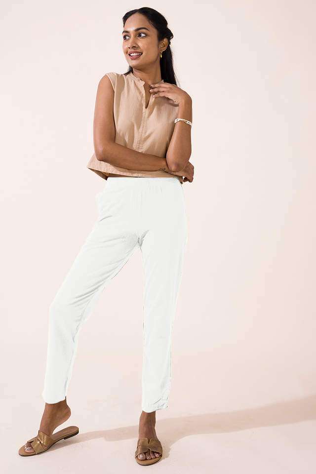 Solid-Cotton-Regular-Fit-Women-s-Pants