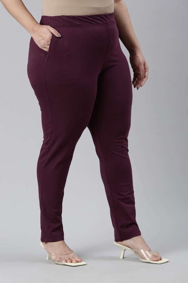 Solid-Cotton-Regular-Fit-Women-s-Pants