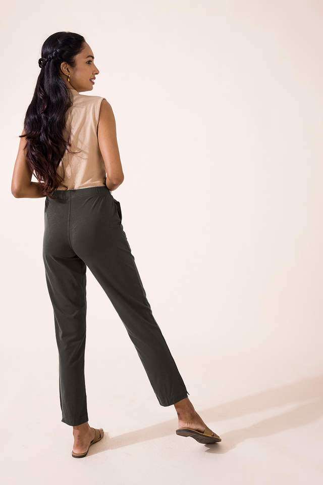 Solid-Cotton-Regular-Fit-Women-s-Pants