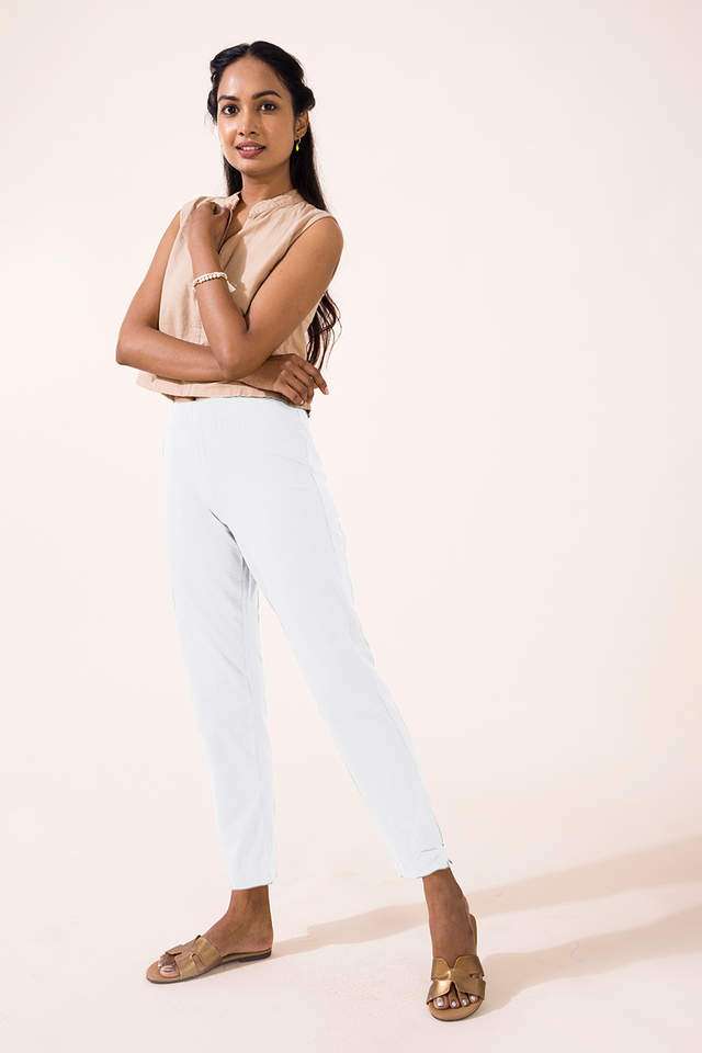 Solid-Cotton-Regular-Fit-Women-s-Pants