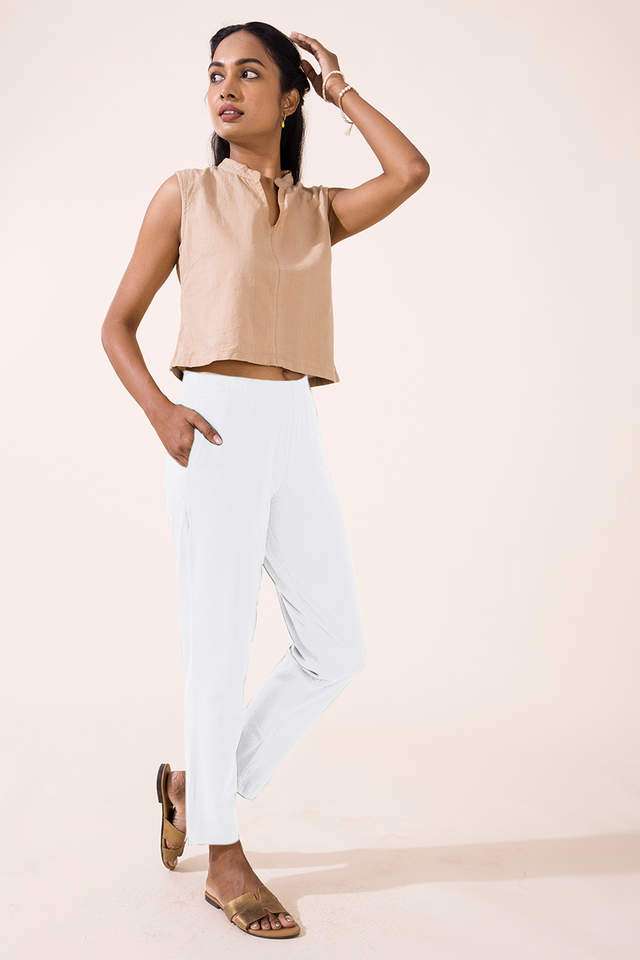 Solid-Cotton-Regular-Fit-Women-s-Pants