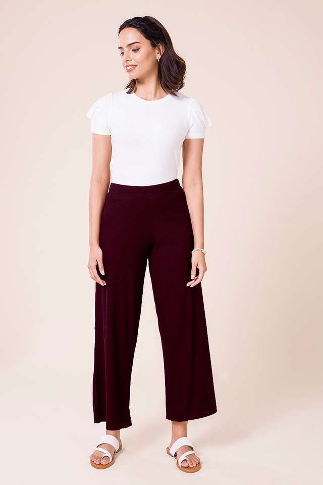 Solid-Full-Length-Cotton-Women-s-Palazzos