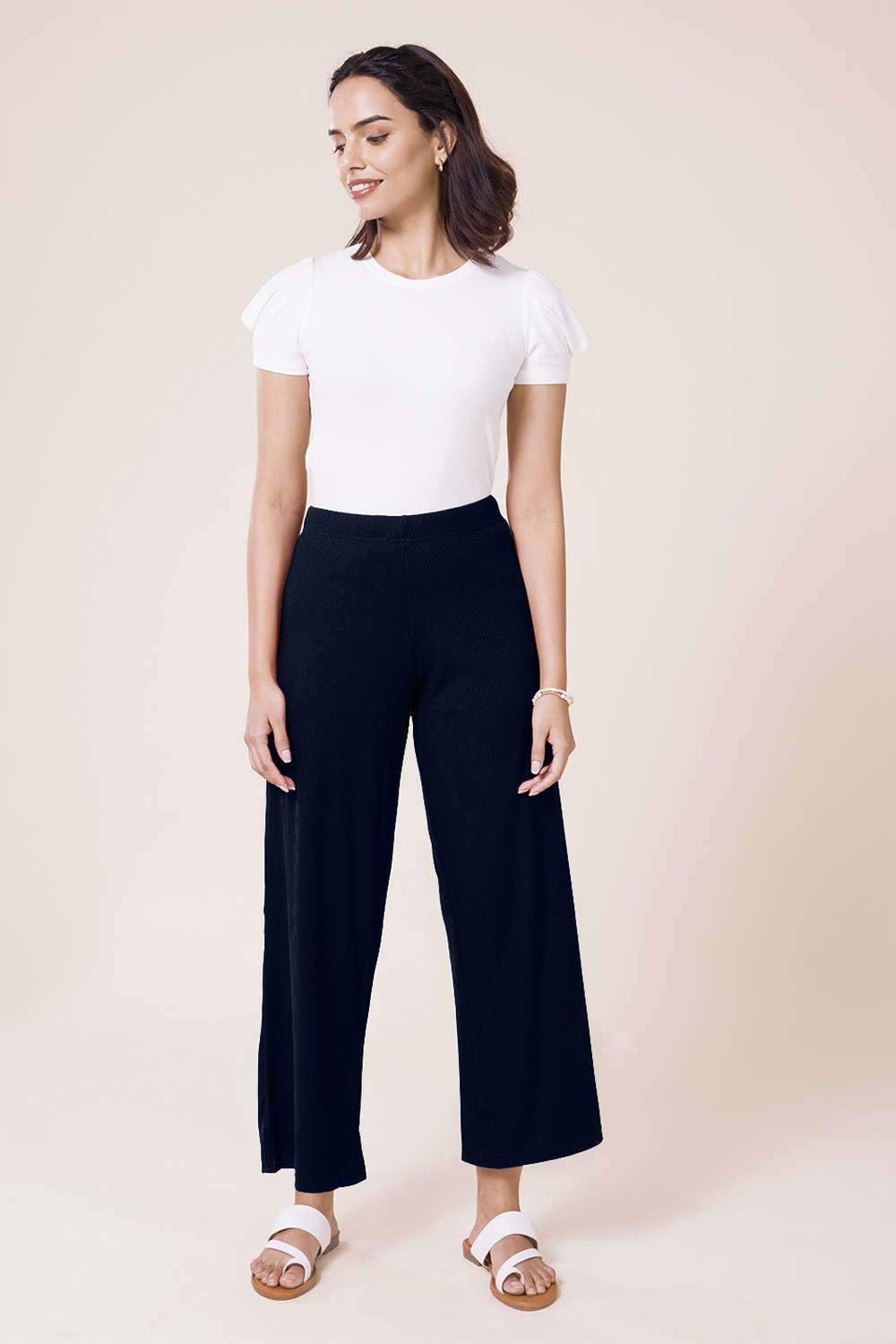 Solid-Full-Length-Cotton-Women-s-Palazzos