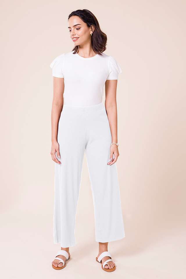 Solid-Full-Length-Cotton-Women-s-Palazzos