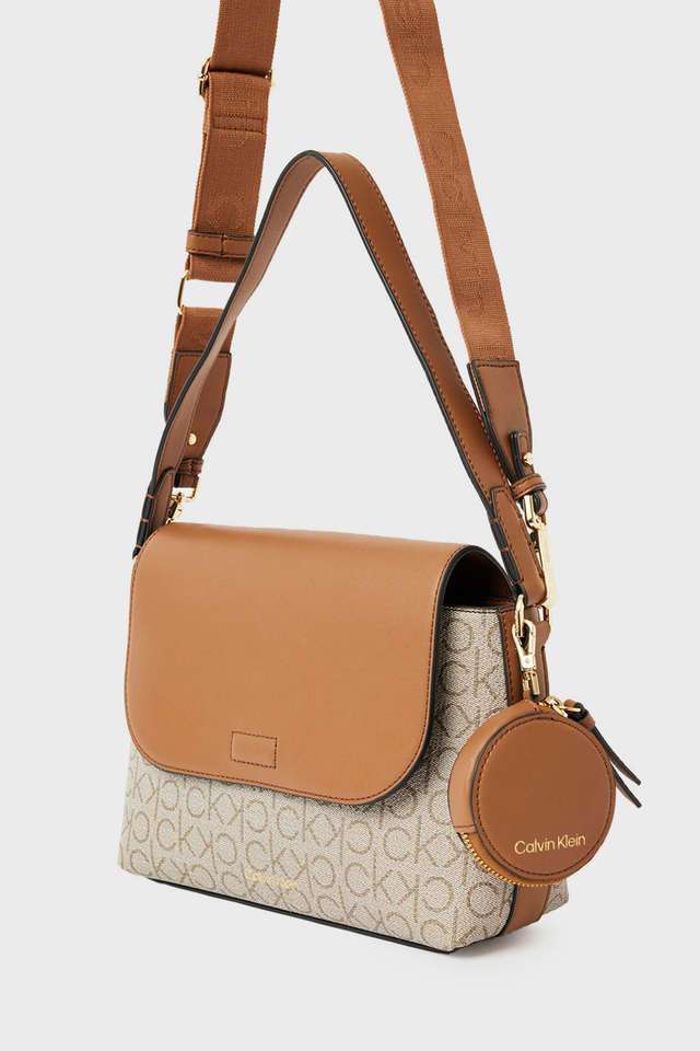 Buy CALVIN KLEIN Beige Solid PVC Zipper Closure Women's Sling Bag