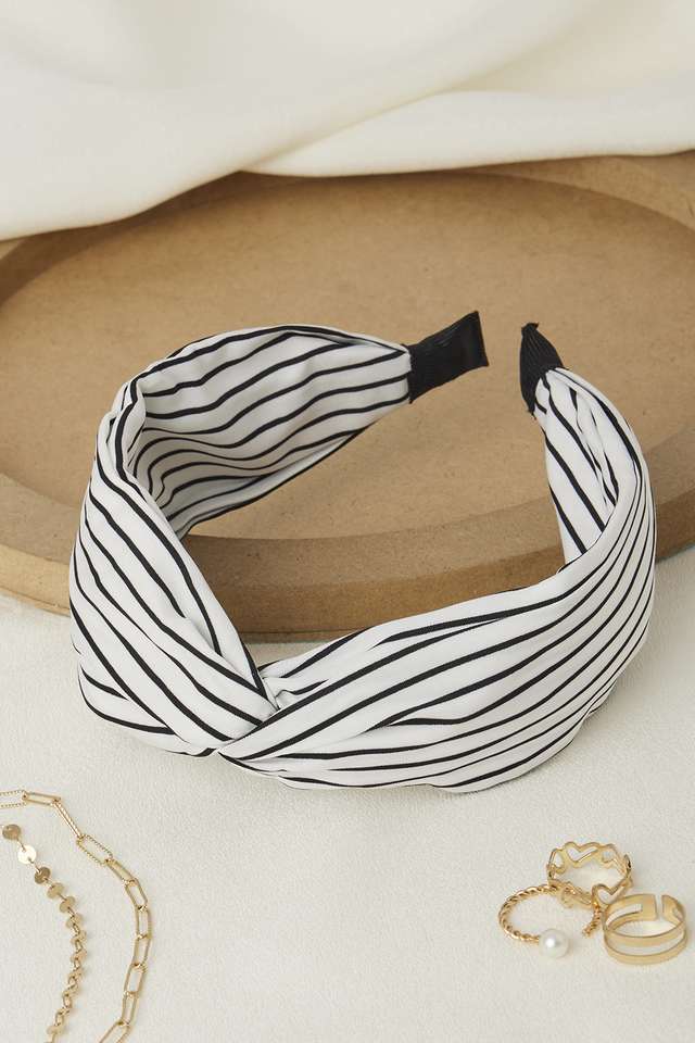 Satin-Stripped-Hair-Band---White