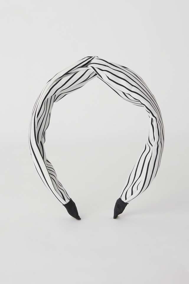 Satin-Stripped-Hair-Band---White
