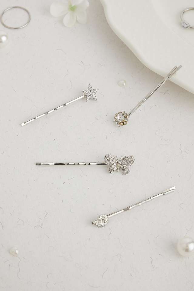 Hair-Clip---Pack-of-4 -Silver