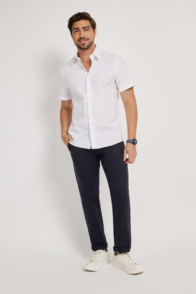 Buy CALVIN KLEIN White Solid Blended Fabric Regular Fit Men's