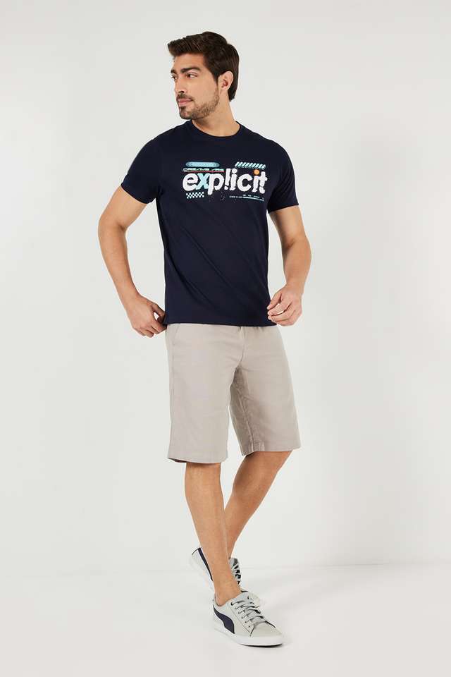 Solid-Blended-Fabric-Regular-Fit-Men-s-Shorts