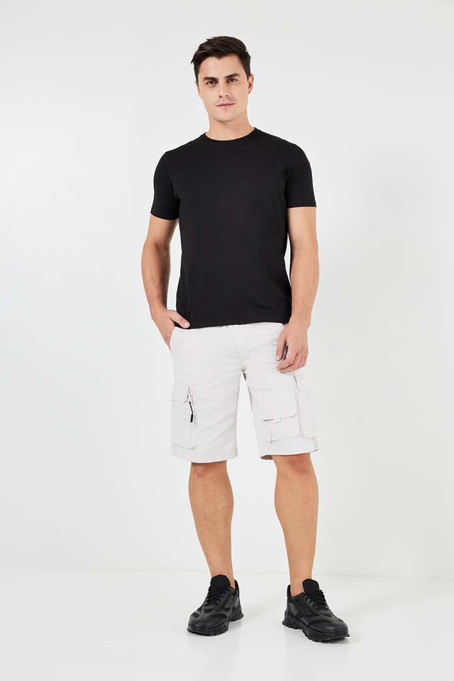 Solid-Blended-Fabric-Slim-Fit-Men-s-Shorts