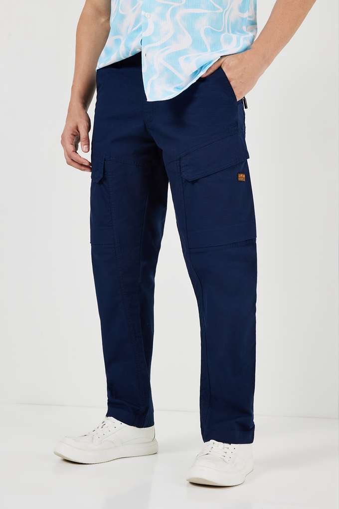 Solid-Blended-Fabric-Slim-Fit-Men-s-Cargo-Pant