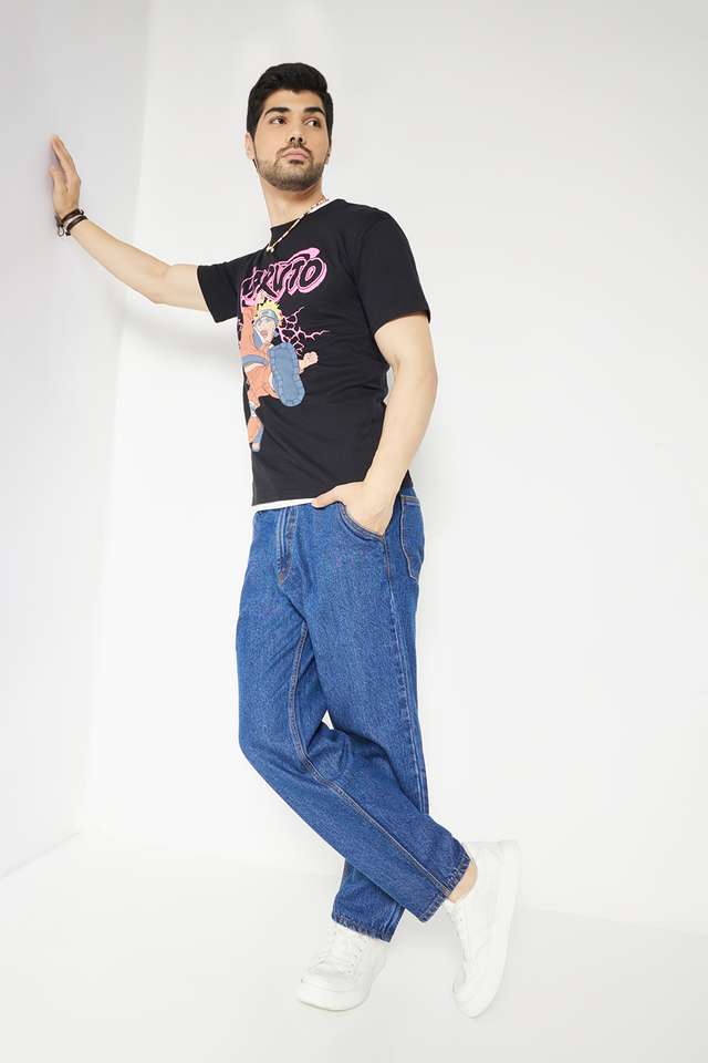 Printed-Blended-Fabric-Round-Neck-Men-s-T-Shirt