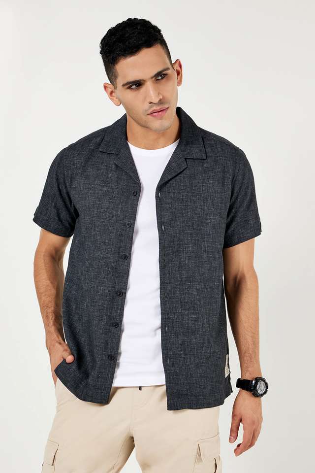 Solid-Cotton-Relaxed-Fit-Men-s-Casual-Shirt