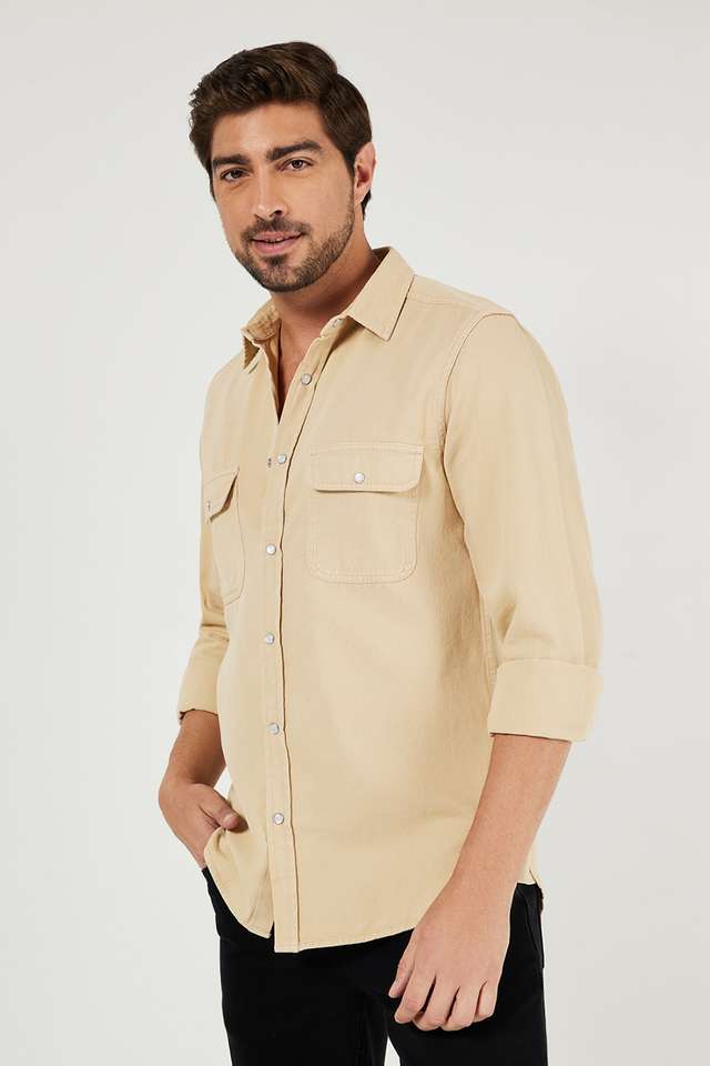 Solid-Cotton-Slim-Fit-Men-s-Casual-Shirt