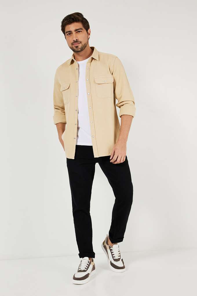 Solid-Cotton-Slim-Fit-Men-s-Casual-Shirt