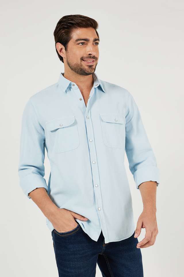 Solid-Cotton-Slim-Fit-Men-s-Casual-Shirt