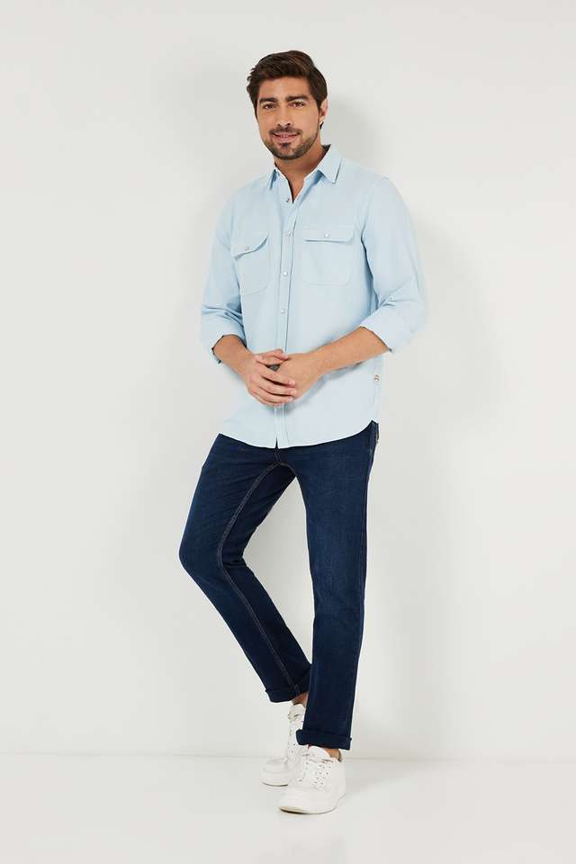 Solid-Cotton-Slim-Fit-Men-s-Casual-Shirt