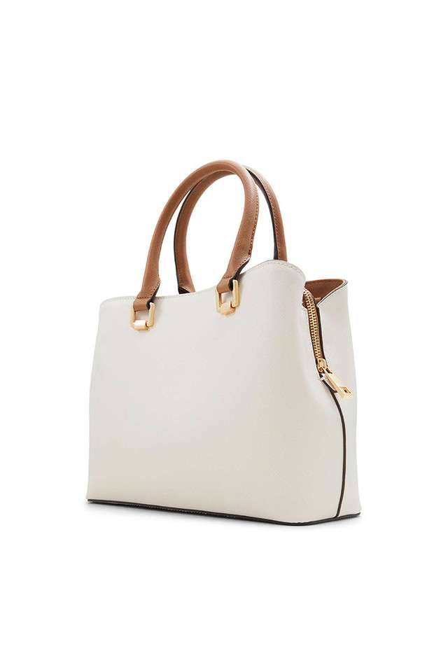Buy ALDO Bone White Synthetic Zipper Closure Women's Satchel