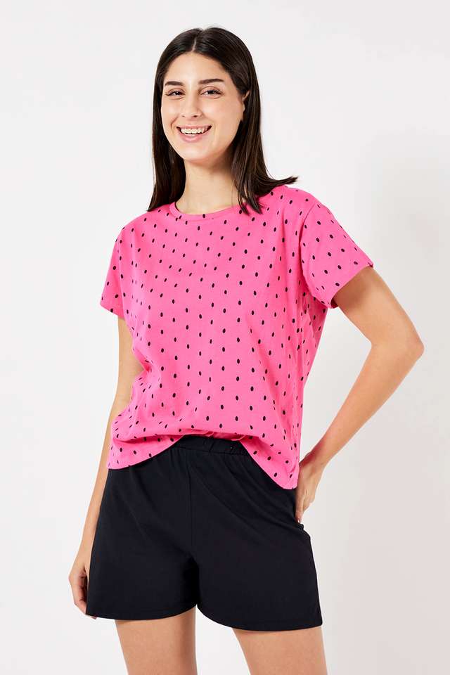 Printed-Round-Neck-Cotton-Women-s-Casual-Wear-Sleep-T-Shirt