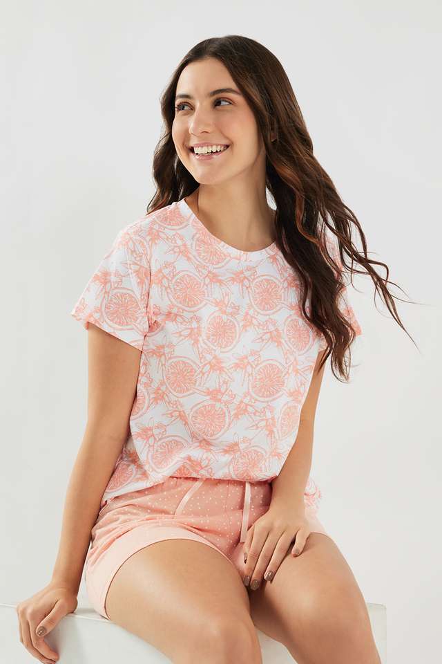 Printed-Round-Neck-Cotton-Women-s-Casual-Wear-Sleep-T-Shirt