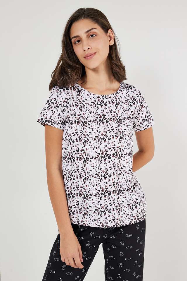 Printed-Round-Neck-Cotton-Women-s-Casual-Wear-T-Shirt