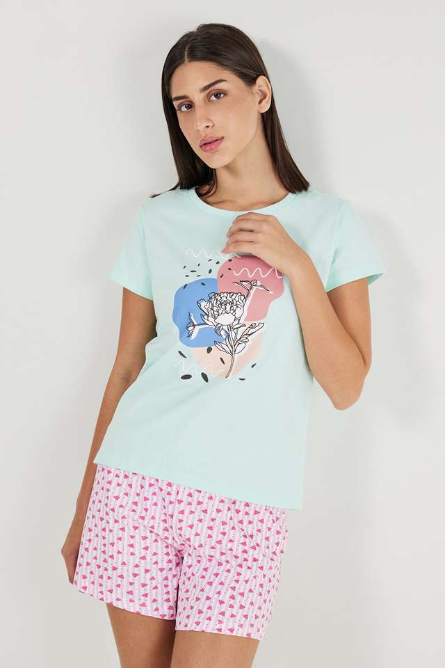 Printed-Round-Neck-Cotton-Women-s-Casual-Wear-Sleep-T-Shirt