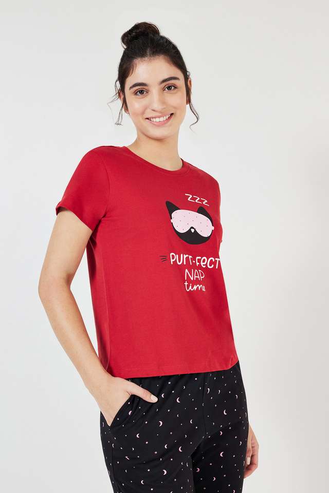 Printed-Cotton-Round-Neck-Women-s-Night-Wear-Top