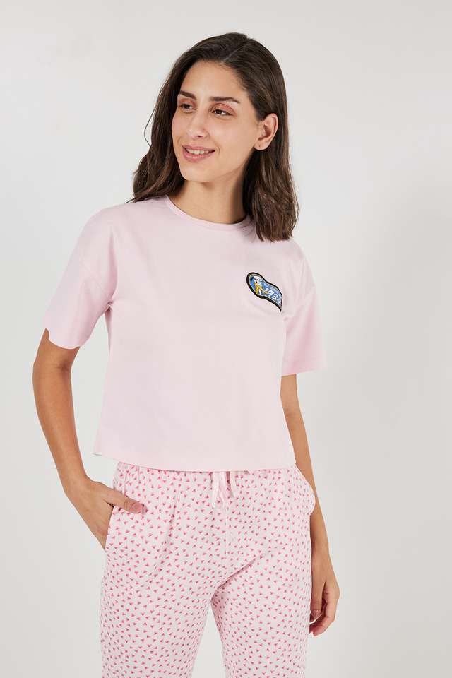 Printed-Round-Neck-Cotton-Women-s-Casual-Wear-Sleep-T-Shirt