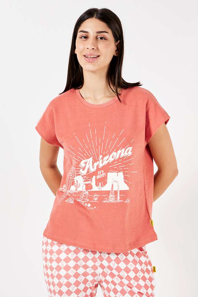 Printed-Round-Neck-Cotton-Women-s-Casual-Wear-Sleep-T-Shirt