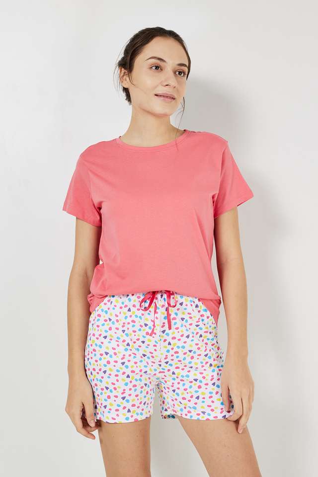 Solid-Round-Neck-Cotton-Women-s-Casual-Wear-Sleep-T-Shirt