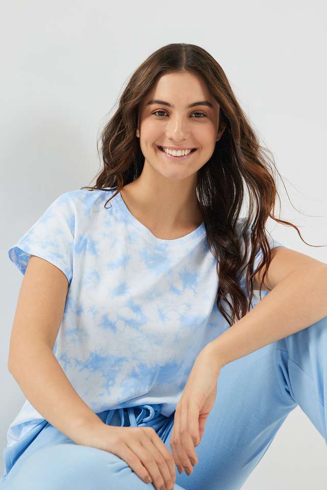 Tie-&-Dye-Round-Neck-Cotton-Women-s-Casual-Wear-Sleep-T-Shirt