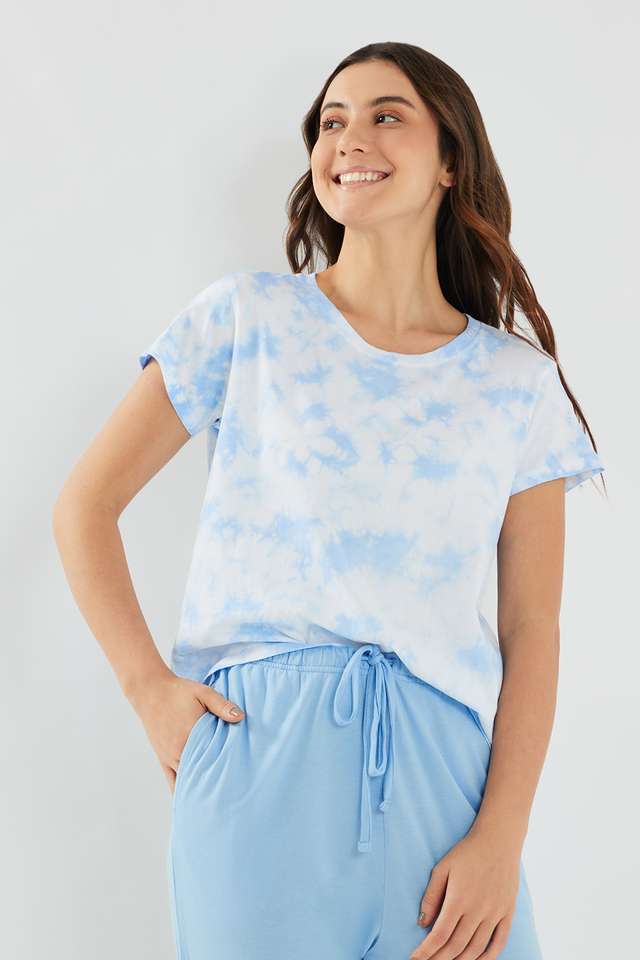 Tie-&-Dye-Round-Neck-Cotton-Women-s-Casual-Wear-Sleep-T-Shirt