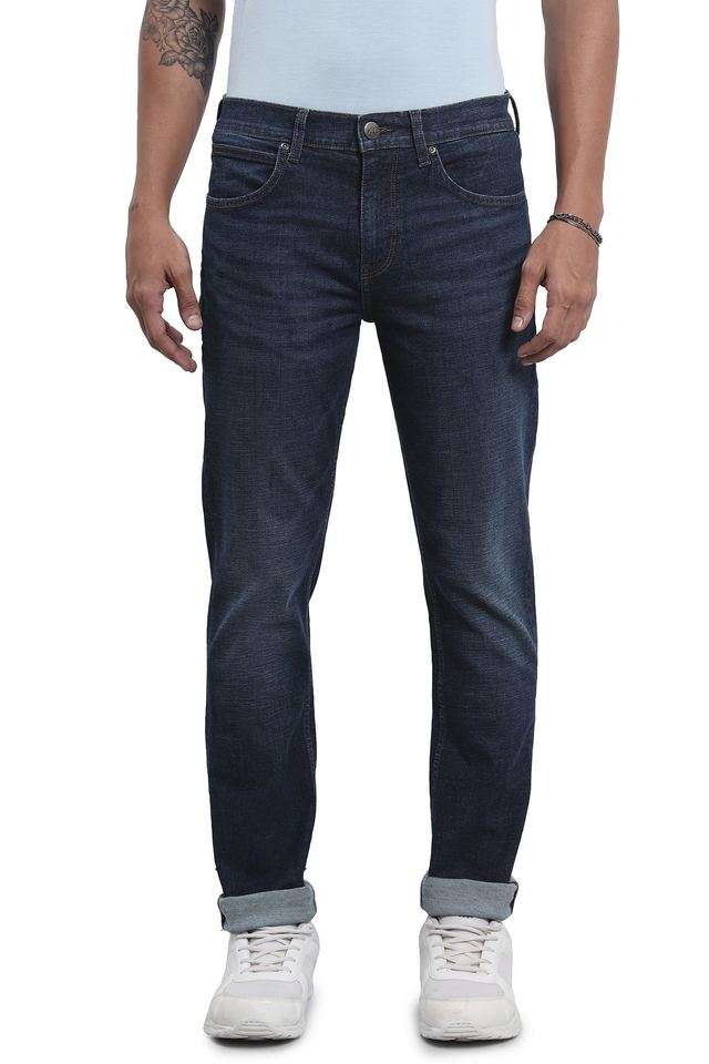 Light-Wash-Cotton-Polyester-Fleece-Tapered-Fit-Men-s-Jeans