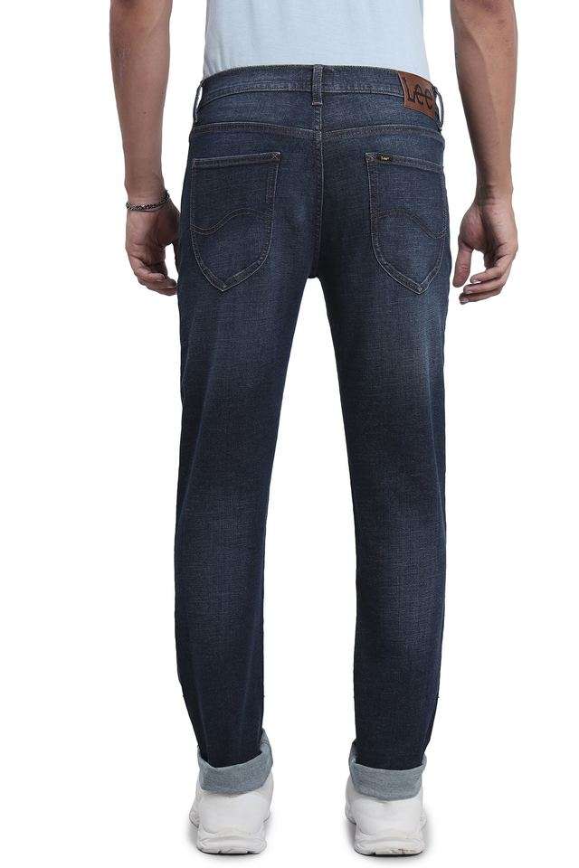 Light-Wash-Cotton-Polyester-Fleece-Tapered-Fit-Men-s-Jeans