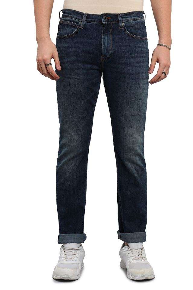 Light-Wash-Cotton-Polyester-Fleece-Straight-fit-Men-s-Jeans
