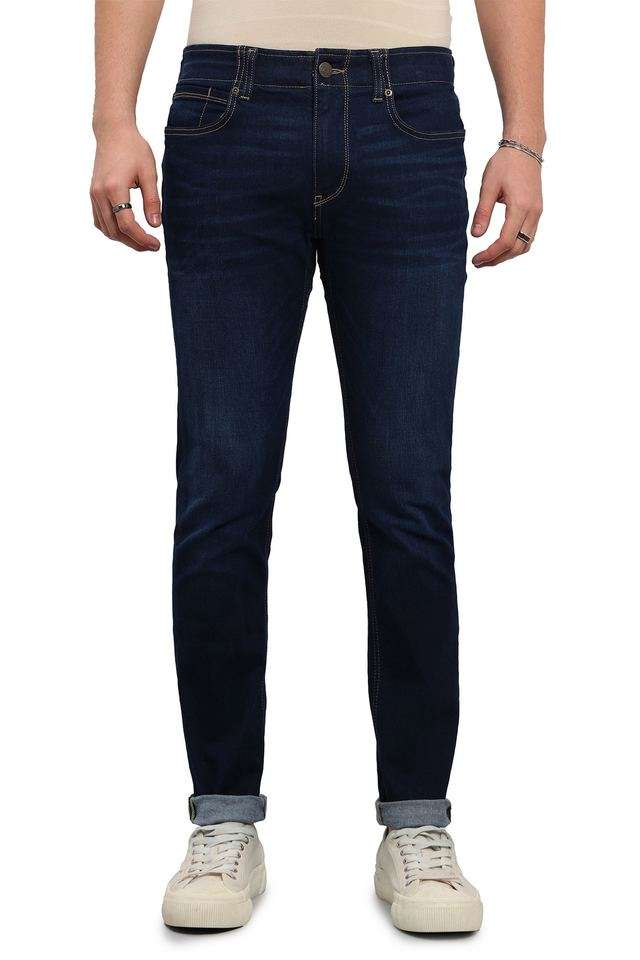 Light-Wash-Cotton-Polyester-Fleece-Slim-Fit-Men-s-Jeans