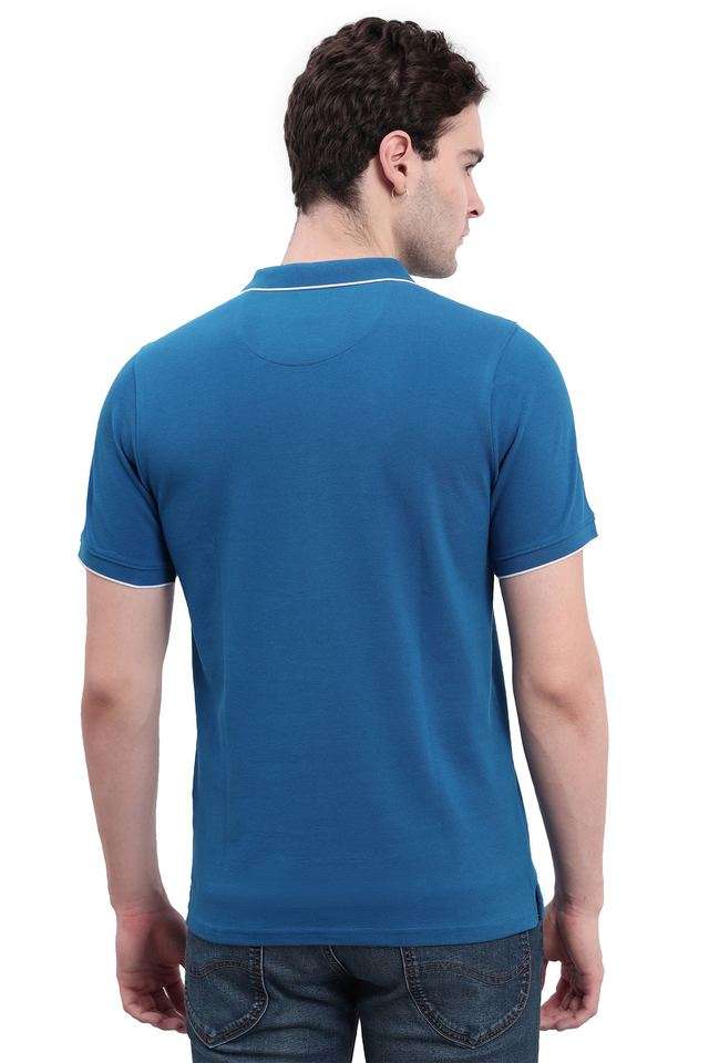 Buy Lee blue Solid Cotton Polo Men's T-Shirt | Shoppers Stop
