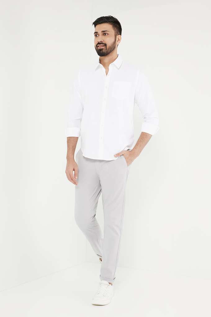 Buy Intune White Solid Cotton Regular Fit Men's Casual Wear Shirt