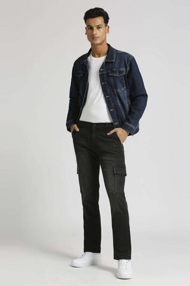 Light-Wash-Polyester-Slim-Fit-Men-s-Jeans