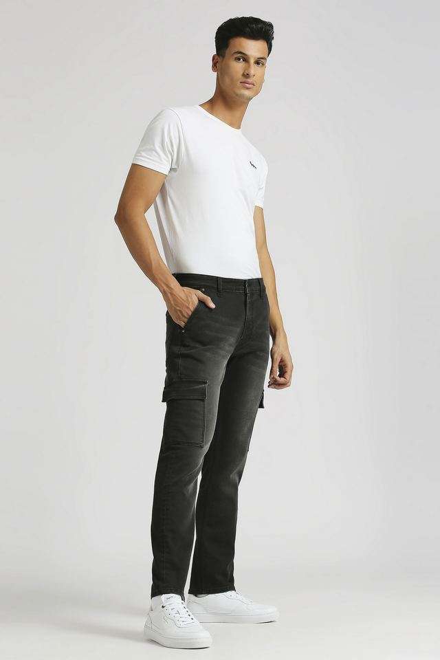 Light-Wash-Polyester-Slim-Fit-Men-s-Jeans
