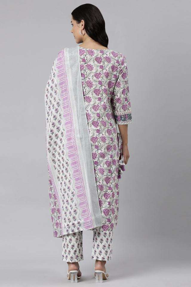 Floral-Calf-Length-Cotton-Woven-Women-s-Kurta-Set