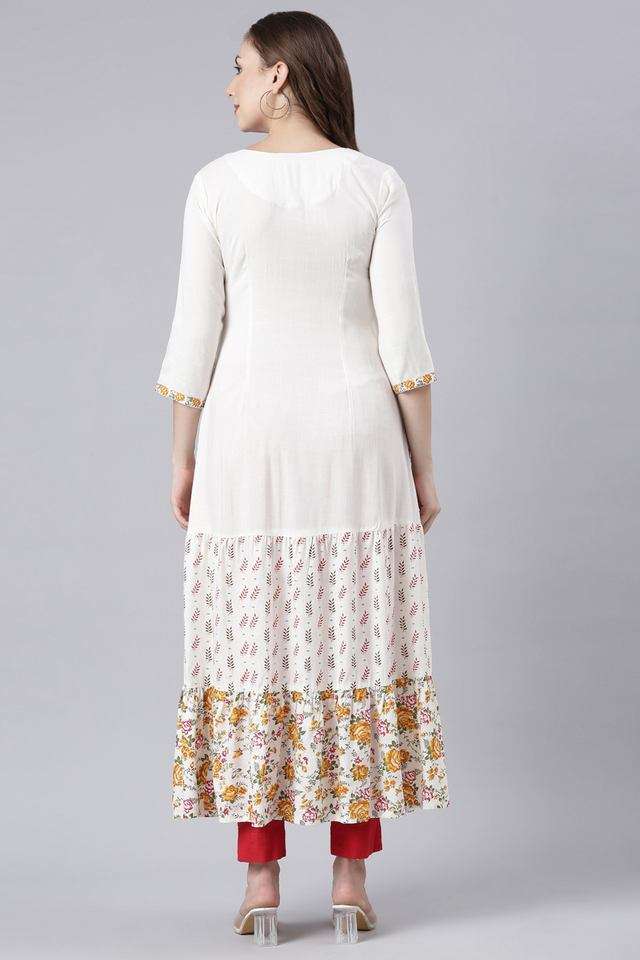 Embroidered-Round-Neck-Rayon-Women-s-Full-Length-Dress