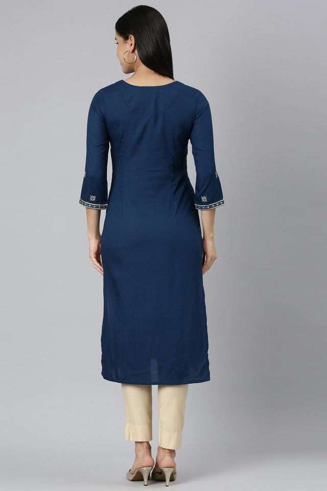 Embellished-Rayon-Straight-Fit-Women-s-Kurta