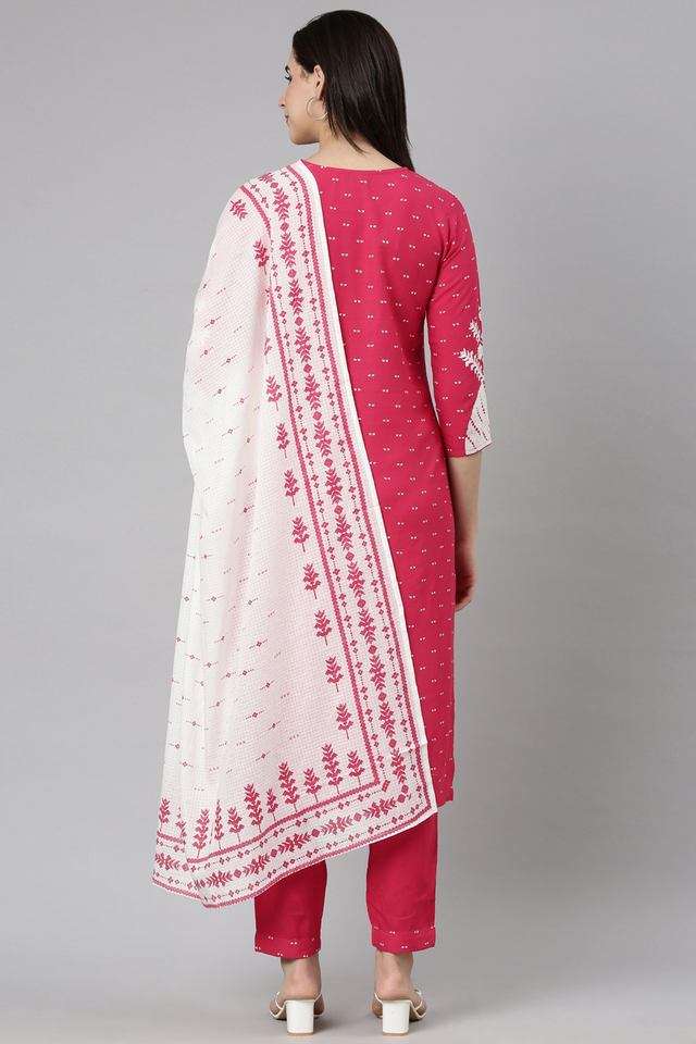 Printed-Calf-Length-Rayon-Woven-Women-s-Kurta-Set